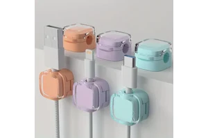 Adjustable Magnetic Cable Clamp Winder Smooth Under Desk Wire Management Foldable and Flexible Plastic Cable Keeper Organizer