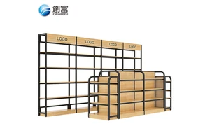 Commercial Vertical Shelf Cabinets, Double-sided Product Display Shelves, Customized With Metal And Wood Materials