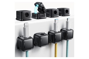 Adjustable Cord Keepers Wall Mounted Wire Holder Organizer with Strong Adhesive Magnetic Clips for Bathroom Cable Management