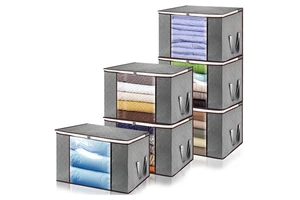 Large Capacity with Handle Clothes Storage Bag Blanket Bags Fabric Quilt Storage Bag for Comforters