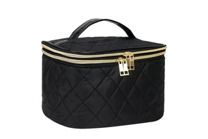 Custom Women Toiletry Waterproof Travel Double Layer Organizer Pink Makeup Bag With Zipper