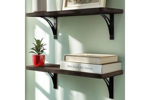 Hot Selling Black and Grey Metal Frame and Wooden Wall Hanging Storage for Living Room and Bathroom