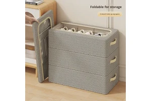 Modern Household Shoe Storage Box No-Installation Lock Pattern Foldable Bin Thickened Steel Frame Under-Bed Shoe Organizer