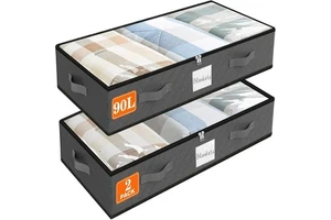 90L Under Bed Storage Containers, Closet Organizers and Storage Bins, Foldable Underbed Storage Bags for Blankets