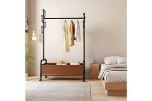 Modern Iron Freestanding Coat Rack with 6 Hooks for Living Room Bedroom & Bathroom-Clothing and Hat Storage