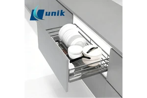 304 Stainless Steel Chrome Finish Sliding Drawer Basket for Kitchen Cabinet Storage Customizable Size Organizer