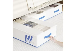 Foldable under bed storage box with lid