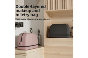 AFB Brand Silicone Blow Molding Double-layer Toiletry Bag Organizer Outdoor Makeup Travel Bag Customizable Logo Color Beauty