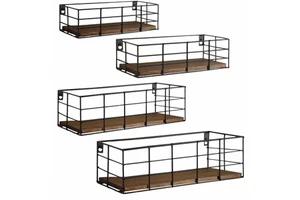 Custom Size Multifunctional Wood Hanging Storage Living Room Wall Shelf Rack with Bathroom Compatibility