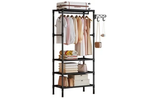 New Metal Multi-functional Coat Rack & Clothes Hanger with Simple Modern Design for Household Bedroom Floor Storage