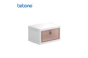 Modern Foldable Stackable PP Waterproof Single Tier Multifunction Square Shoe Storage Box Detachable Design for Living Room