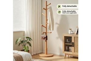 Solid Wood Coat Hangers, Floor-standing Coat Racks for Home Bedrooms, Clothes Storage Racks