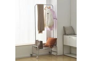 High Quality Modern Design Extendable Cooling Coat Rack with Wheels Floor Standing Clothes Hanging Storage