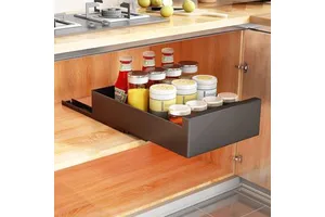 OEM ODM Heavy Duty Powder Coated Expandable Slide Out Drawer Storage Shelves Pull Out Cabinet Organiser for Kitchen Cupboard