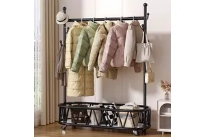 Zinc Alloy Modern Coat Rack with Rotating Full-Length Mirror Hanger Floor-to-Ceiling Design Universal Wheel Drying Rack Storage