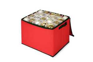 Christmas Bauble Storage Box 43x35x35 Cm With Zipper And Handles Modular Compartments For Up To 80 Ornaments