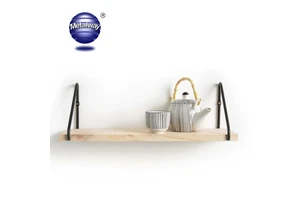 Living Room Coat Rack with Metal Hooks Wood Shelf Wall Mounted Floating Storage Shelves Flower Pot Decorative Bedroom Accessory