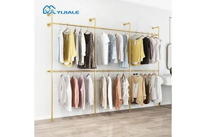 YIJIALE Clothes Hanging Rack Clothes Hanger Rack Stand Metal Golden Clothes Rack
