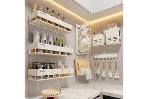 Kitchen Organizer Storage Rack Multifunctional Wall-mounted Spice Rack Supplies Chopsticks Knife Holder Multi-layer Storage