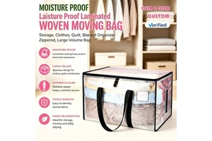 Moisture Proof Laminated Woven Moving Bag Clothes Quilt Blanket Zippered Large Volume Bag