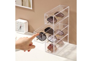 WNP6133 Item Acrylic Transparent Light Luxury Four-layer Drawer Type Sunglasses Storage Box With Compartments Dustproof Design