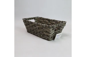 Woven Storage Basket Rectangle Handmade Desktop Organizer Food Container