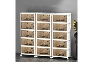 PP Plastic Modern Design Foldable Desktop Shoe Storage Box with Door Convenient Dustproof Shoe Cabinet Rack