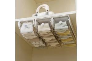 Wall Mounted Transparent Plastic Underwear Storage Box With 6 Dividers For Closet And Bedroom