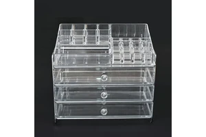Hot Sale Transparent Acrylic Cosmetic Organizer Large Capacity Multitier Makeup Storage Box with Drawer for Bathroom Vanity