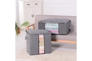 Eco-Friendly Steel Clear Window PVC Folding Storage Bag for Clothes Blanket Bedding Under-Bed Organizer