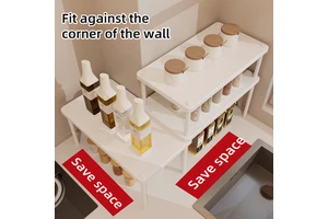 Custom Logo 2 Tiers Display Kitchen Storage Cabinet Pull Out Expandable New Under Shelf Spice Holder Rack Drawer Organizer