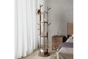 Wooden Coat Rack Freestanding Rotary Coat Rack