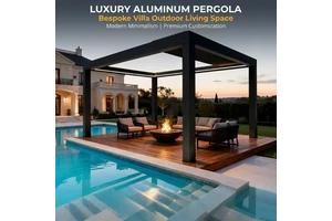 HENLIXO Hot Sale Aluminum Pergola Bioclimatic Motorized Louvered Roof System Outdoor Waterproof Gazebo Patio Easily Assembled