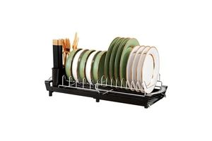 Slim Extendable Kitchen Plate Storage Drainer Cabinet Mini Expandable Compact Dish Drying Rack