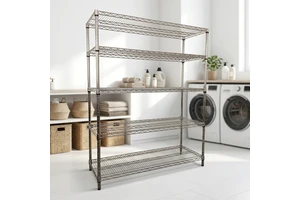 Stainless Steel Finish Storage Premium Custom Color Rack Floor Standing Iron Shelf for Kitchen Warehouse Balcony Organizer