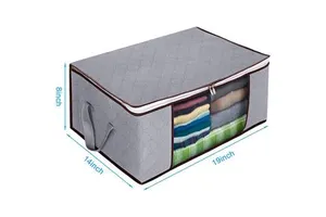Grey Foldable Closet Organizer Clothing Storage Bags, Storage Organizers with Clear Window, Reinforced Handle and Sturdy Zipper