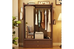 For Dressing Mirror Coat Cabinet Bestseller Wardrobe Home Storage Living Room Modern Rubber Wood Freestanding Coat Rack