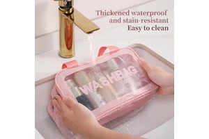 Custom Portable Transparent PVC Travel Wash Bag Toiletry Waterproof Plastic Clear Cosmetic Makeup Bag for Women
