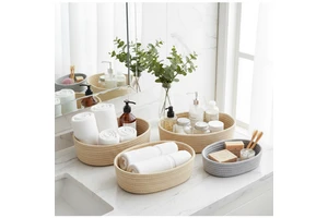 Customized Color Size Foldable Hanging Cotton Rope Woven Storage Baskets for Home Decor Food-Safe Sundries Organization