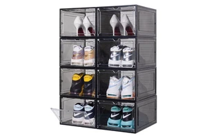 Foldable Plastic Shoe Box Injection-Molded PP Storage for Shoes Rectangle Shape Logo Space-Saving Eco-Friendly Household