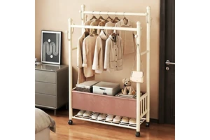 Modern Living Room Furniture Movable Coat Rack Simple Household Use Sturdy Durable Movable Clothes Storage Rack
