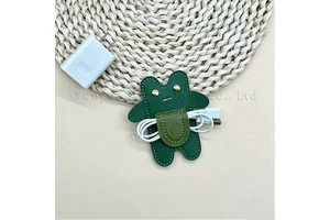 High Quality PU Leather Frog Shape Cable Organizers Cute Cord Clips Earphone Charger Holder Durable Wire Management Accessories