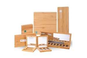 Bamboo Cosmetics Packaging Manufacturers Private Label DIY Wholesales Luxury Magnetic Empty Eyeshadow Palette Storage Box