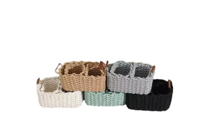 Set of 3 Pieces Woven Storage Baskets With Handles Cotton Rope Storage Basket