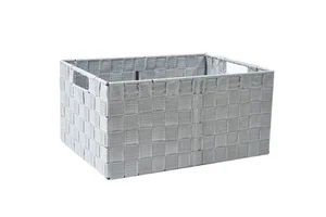 Customized Size Woven Basket Bin Container Stackable Storage Basket Handmade Woven Nylon Strap Storage Laundry Basket