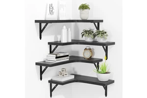 Wall Mounted Single Tier Floating Wood Storage Rack-Multifunctional Minimalist Design for Bathroom Kitchen Living