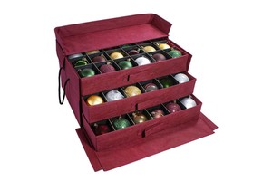 Holds 72-3 Inch Ornaments Christmas Ornament Storage Box with 3 Slide Out Trays Adjustable Acid-Free Dividers