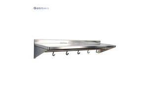 Binzhou Factory Hot Sales Modern Kitchen Stainless Steel Wall Mounted Shelf for Storage With Hooks