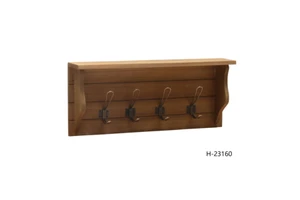 Wall-mounted Wooden Hat Rack with Shelf and Clothes Hanger for Kitchen & Bathroom Heavy Duty Multifunction Storage