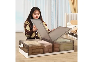 Large Capacity No-Installation Home Storage Box Custom Foldable Under-Bed Bin for Clothes Quilts Dustproof PP Wheels